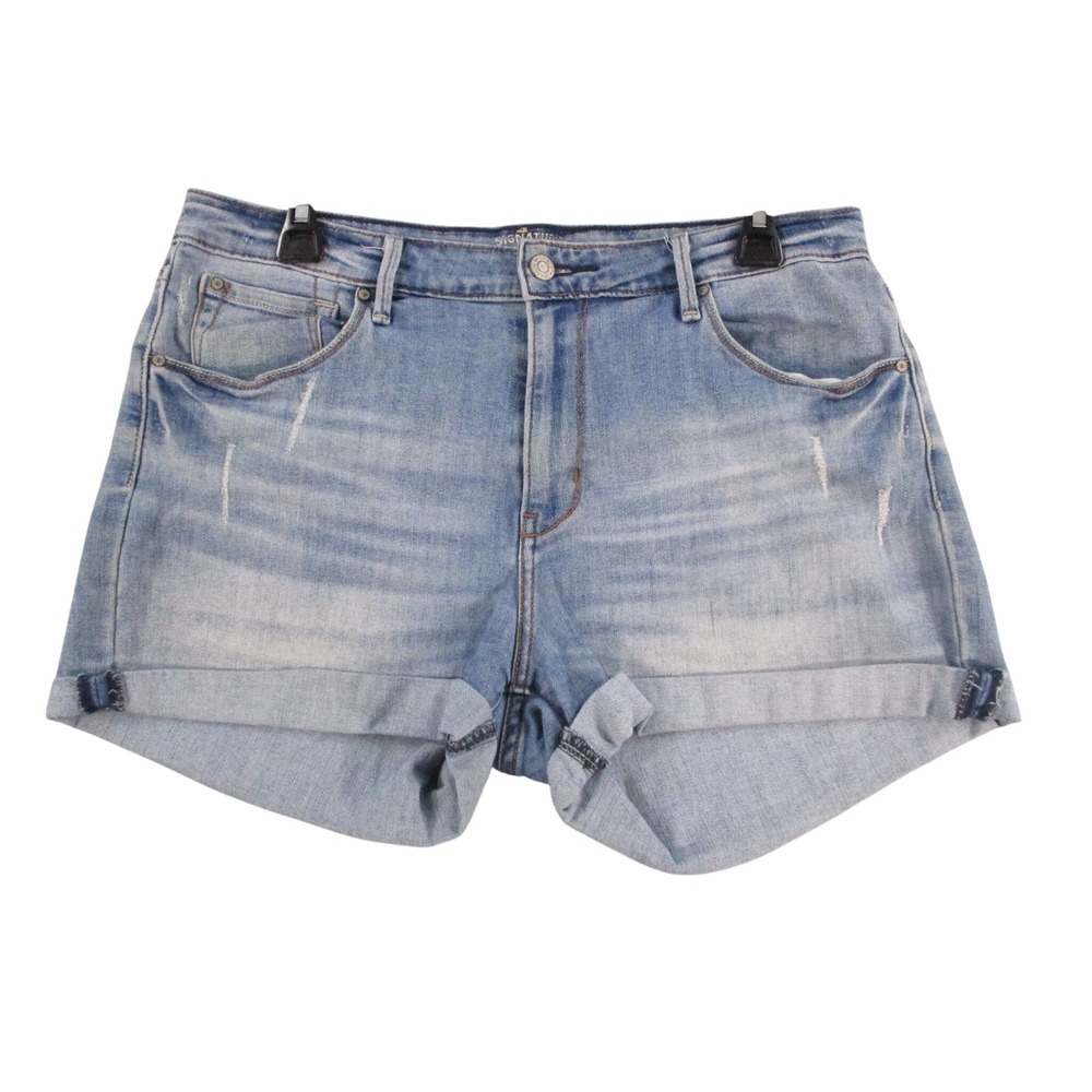 Signature by Levi Strauss Women High Rise Denim Shorts Light Wash Cuffed 10 W30